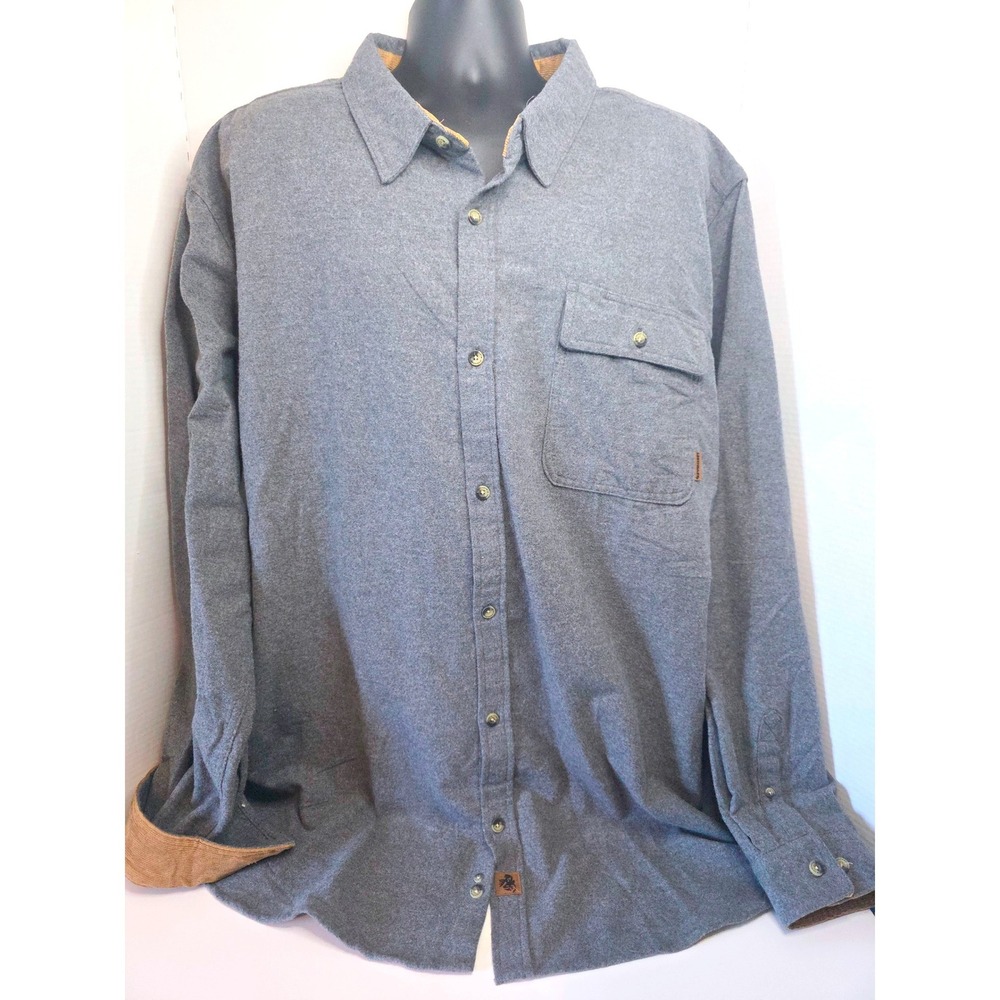 Legendary Whitetails Orig. Buck Camp Flannel Shirt Grey w/Tan Corduroy Trim 3XLT